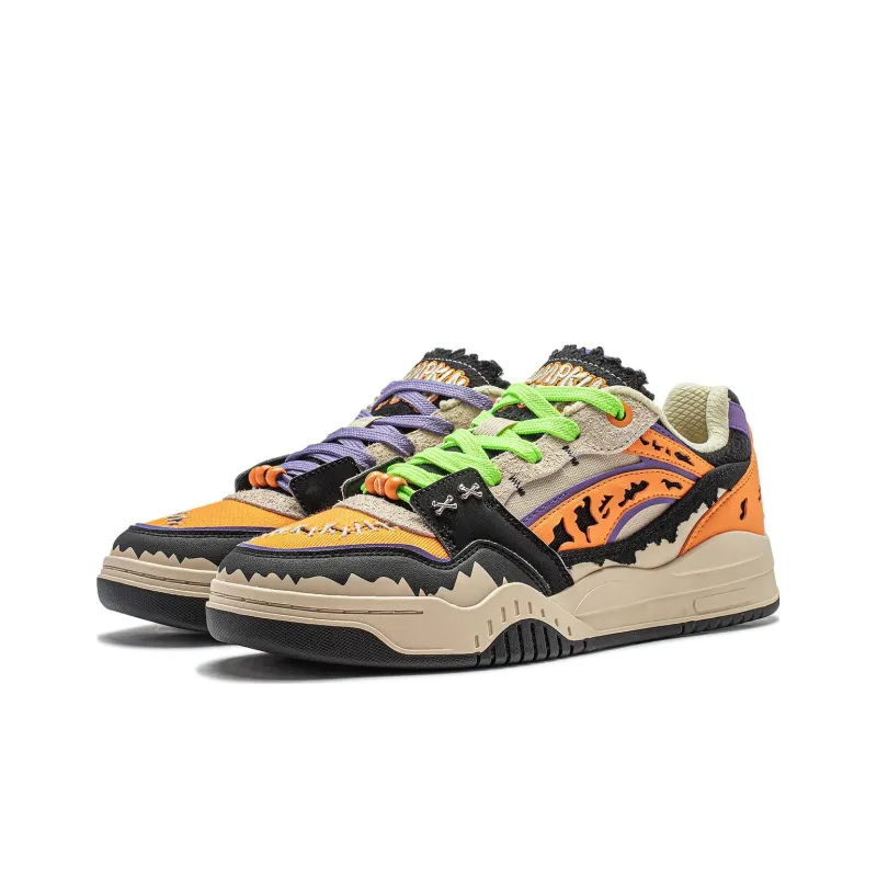 LiNing Yuebai Quirky Magical Night Slip Resistant Breathable Low Top Skateboard Shoes Unisex Orange Black Khaki-2