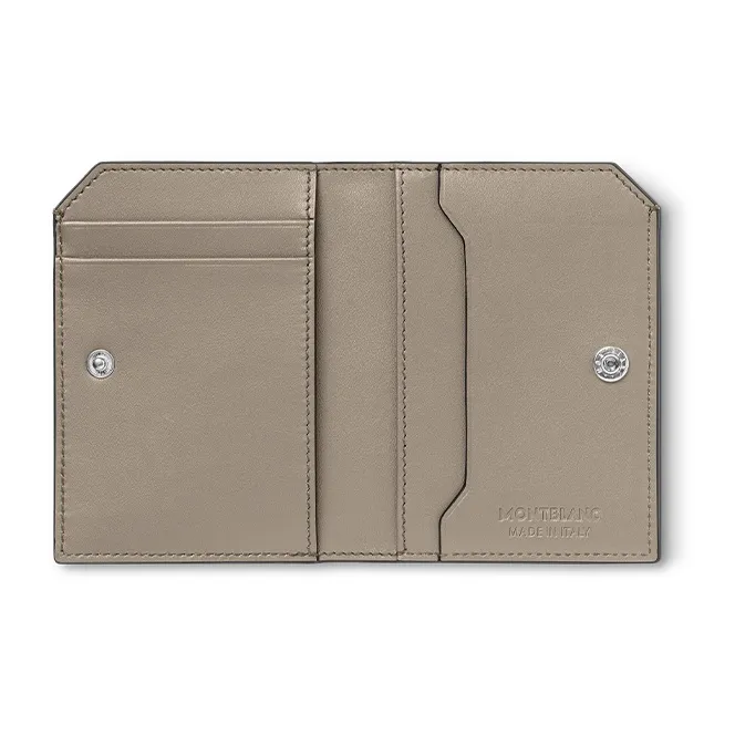 MONTBLANC Soft Leather Series Full-grain Calf Leather Wallet Mini Men's Earth Gray-2