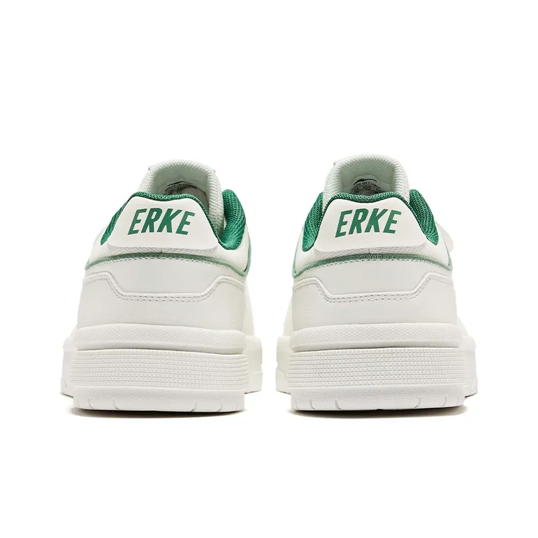 Erke New Beginning Cushioning, Wear Resistant Low Top Skateboard Shoes Men's White Green-3
