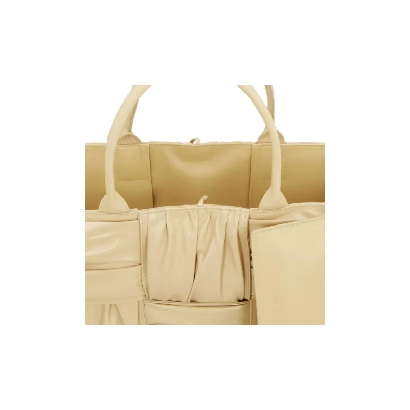 Bottega Veneta ARCO Calfskin Handbag Regular Women's Beige Yellow-4