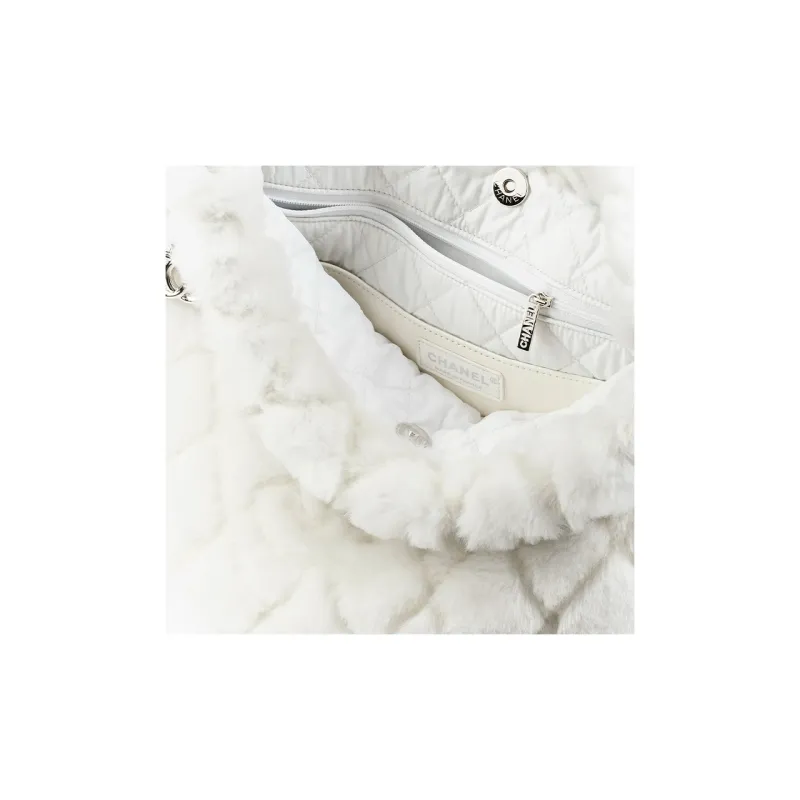 CHANEL Shearling Sheepskin Backpack Tubas Women's White-2