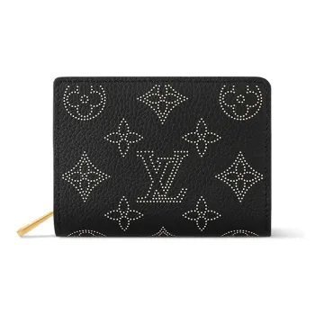 LOUIS VUITTON Cow Leather Wallet Regular Women's Black