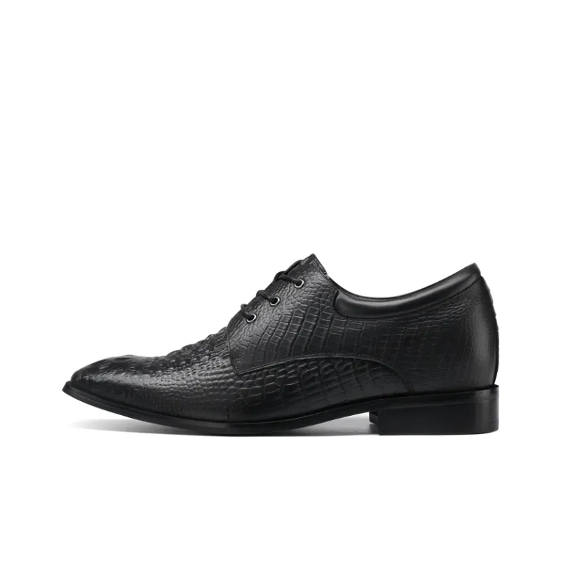 He Jinchang Dress Shoes Men Low Top Black-0