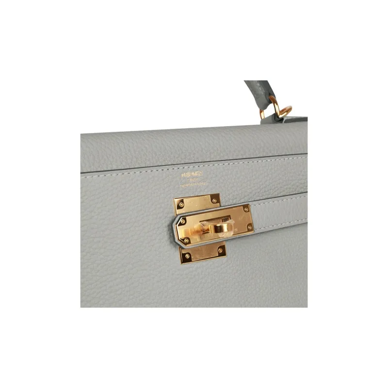 HERMES Kelly Togo Calfskin Kelly Bag Handbags Regular Women's 80 Gris Perle Pearl Gray-5
