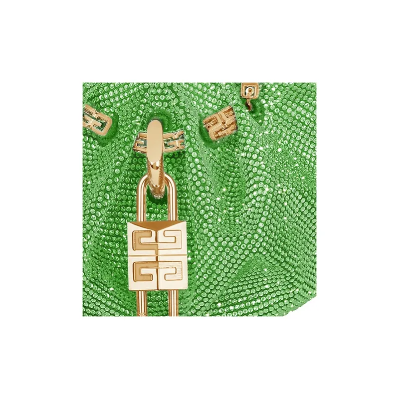 GIVENCHY Kenny All-over Rhinestone Velvet Fabric Shoulder Bag Crossbody Bag Handbag Mini Women's Bitter Plum Green-4
