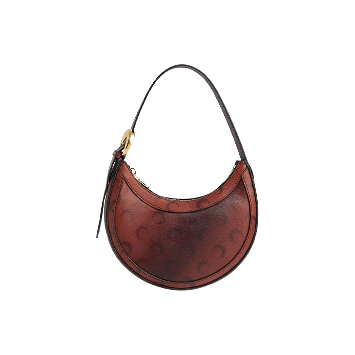Marine Serre Lambskin Crescent Bag One Shoulder Handbag Mini Women's Brown-0