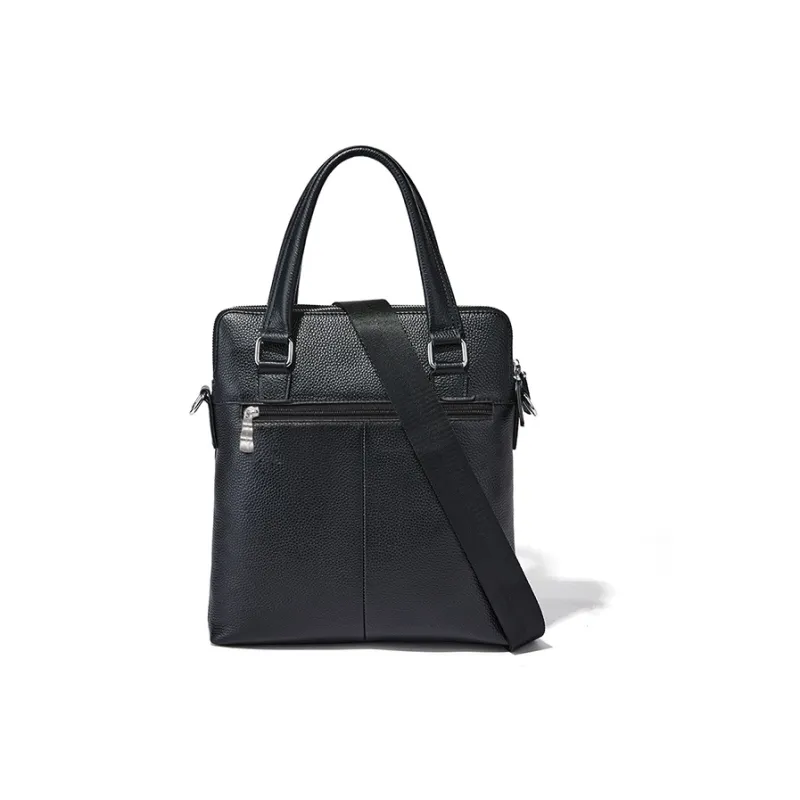 RED DRAGONFLY Top Grain Cow Leather Handbag Briefcase Medium Size Men's Black-2