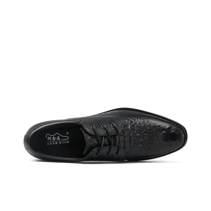 He Jinchang Dress Shoes Men Low Top Black-3