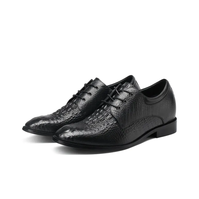 He Jinchang Dress Shoes Men Low Top Black-5
