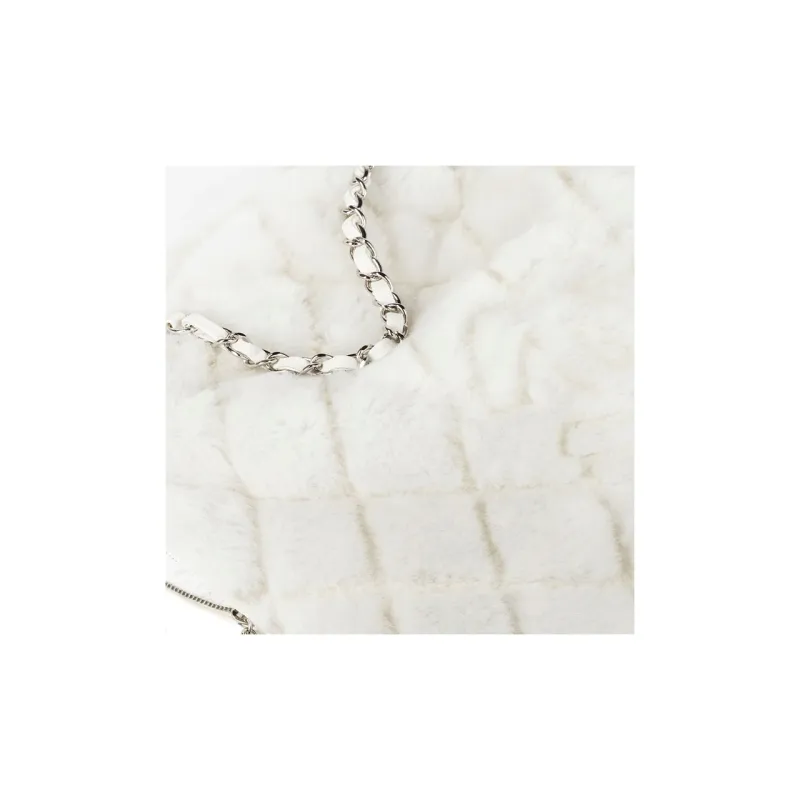 CHANEL Shearling Sheepskin Backpack Tubas Women's White-3