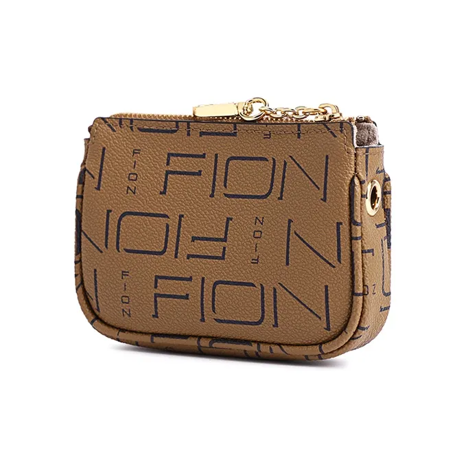 FION Artificial Leather Handbag Medium Size Women's Coffee & Tea Brown/White & Tea Brown-4