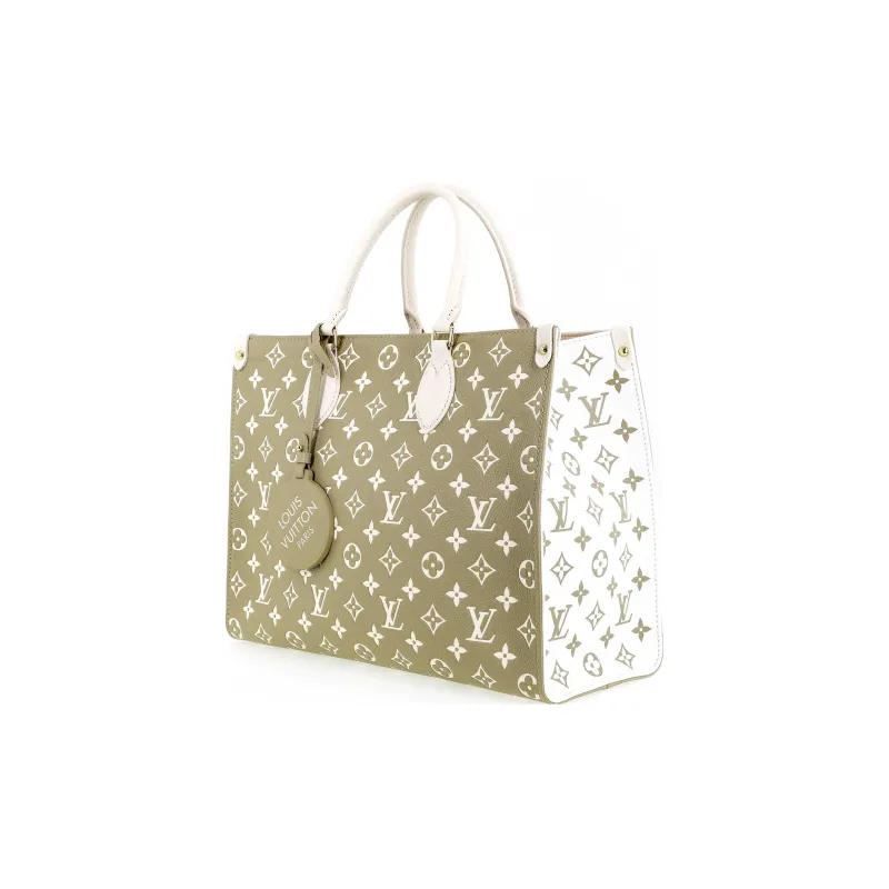 LOUIS VUITTON Onthego Mm Khaki Green/Beige/Cream-2