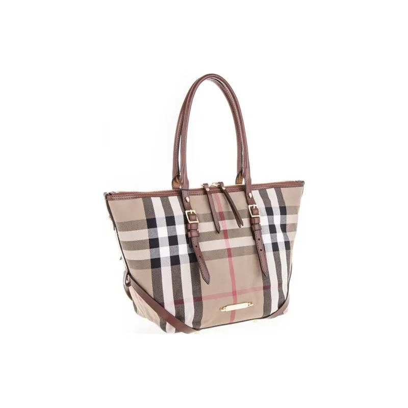 Burberry Cotton Tote Bag, Shopping Bag, Shoulder Bag, Handbag Regular Women's Brown-1