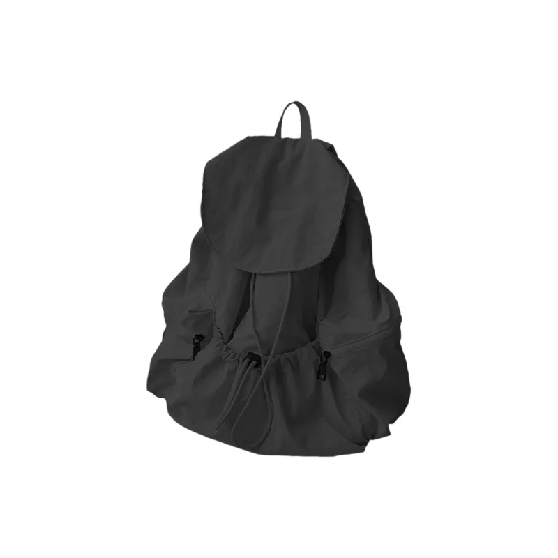 UNITE STAR Nylon Backpack Medium Size Unisex Black/Apricot/Gray-1
