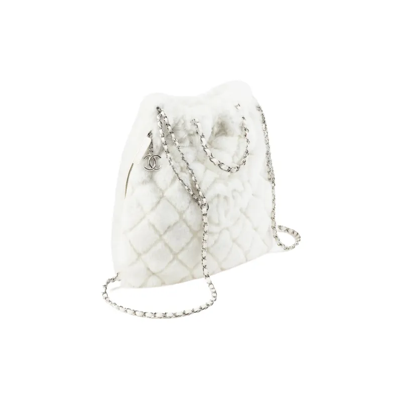 CHANEL Shearling Sheepskin Backpack Tubas Women's White-1