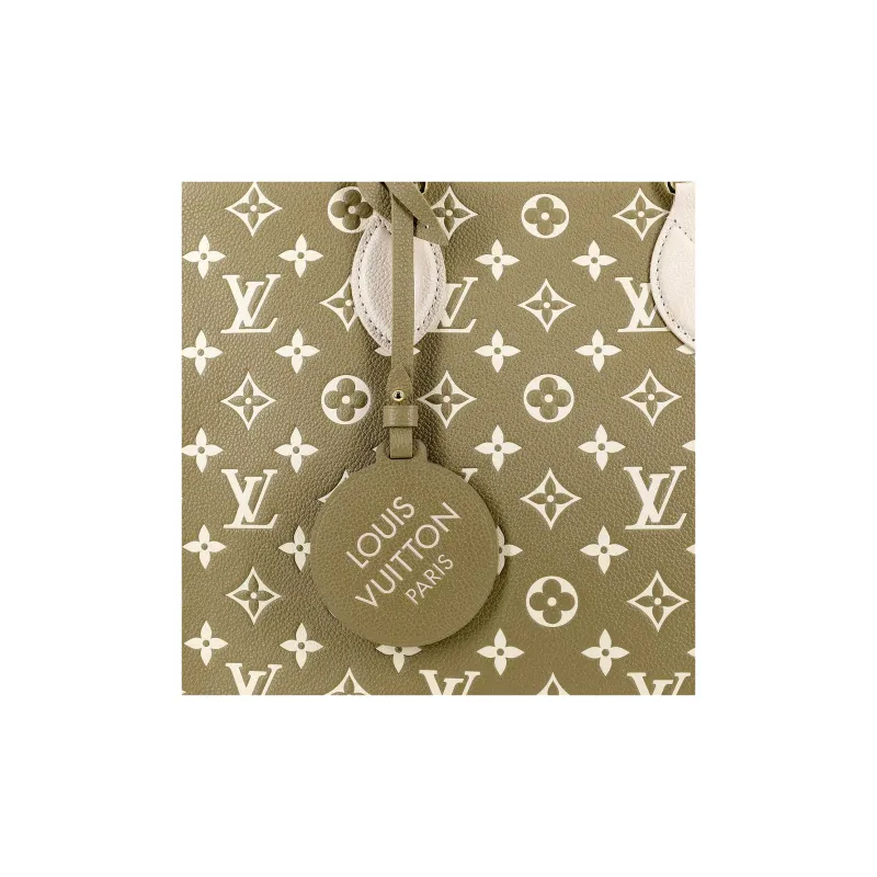 LOUIS VUITTON Onthego Mm Khaki Green/Beige/Cream-7