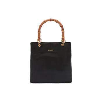 JIL SANDER Calfskin Tote Bag Shopping Bag Shoulder Bag Crossbody Bag Handbag Small Size Women's Black