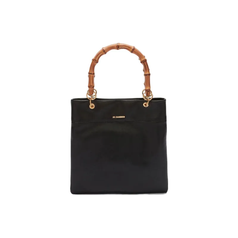 JIL SANDER Calfskin Tote Bag Shopping Bag Shoulder Bag Crossbody Bag Handbag Small Size Women's Black-0