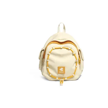VAOPER Polyester Backpack, Small Backpack, Double Shoulder Bag Small Size Women's Cream Yellow/Marine Blue