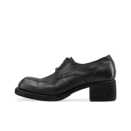 GUIDI Round Toe Lace Up Derby Shoes