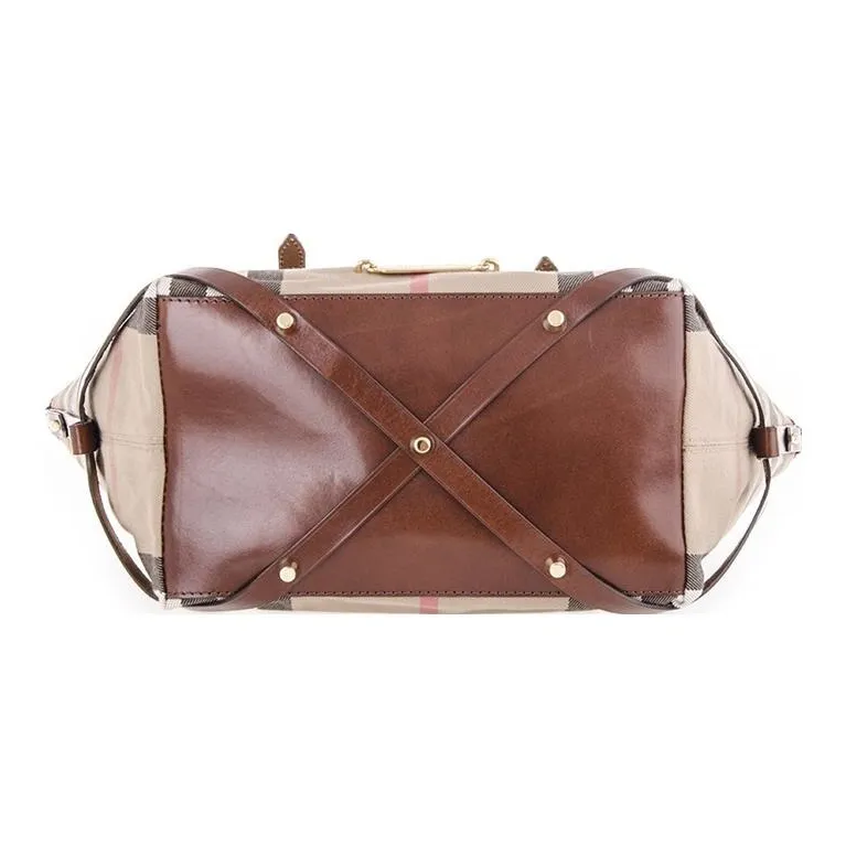 Burberry Cotton Tote Bag, Shopping Bag, Shoulder Bag, Handbag Regular Women's Brown-4