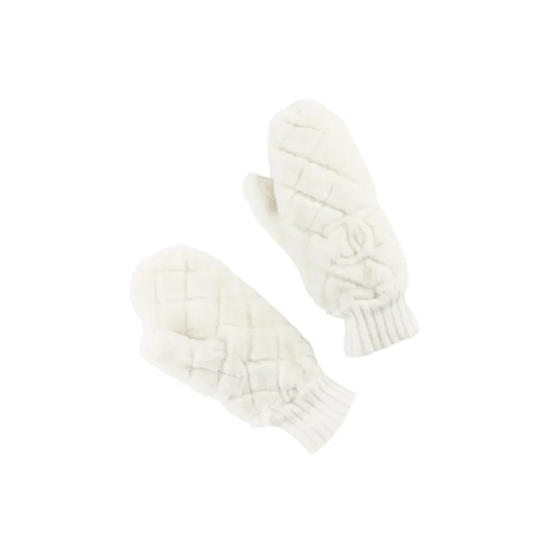 CHANEL Knit Gloves Women's White-0