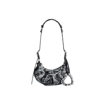 Balenciaga Le Cagole Shoulder Bag Xs Black/White Graffiti