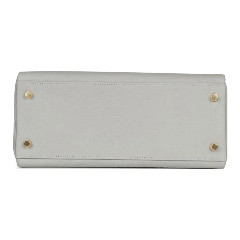 HERMES Kelly Togo Calfskin Kelly Bag Handbags Regular Women's 80 Gris Perle Pearl Gray-4