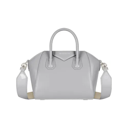 Givenchy Antigona Calfskin Shoulder Bag Crossbody Bag Handbag Mini Women's Light Gray & Natural Beige