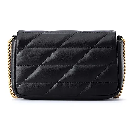 FION Cow Leather Shoulder Bag Medium Size Women's Black-3