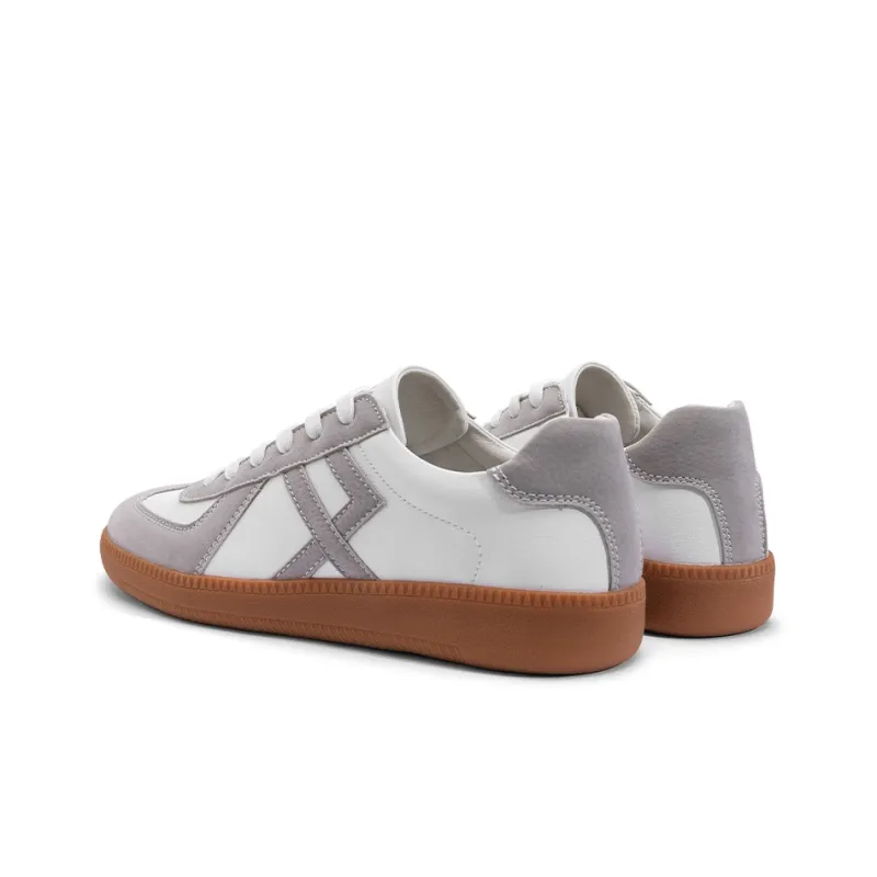 JWVR German Army Trainers Low Top Skateboard Shoes Unisex White Gray-6