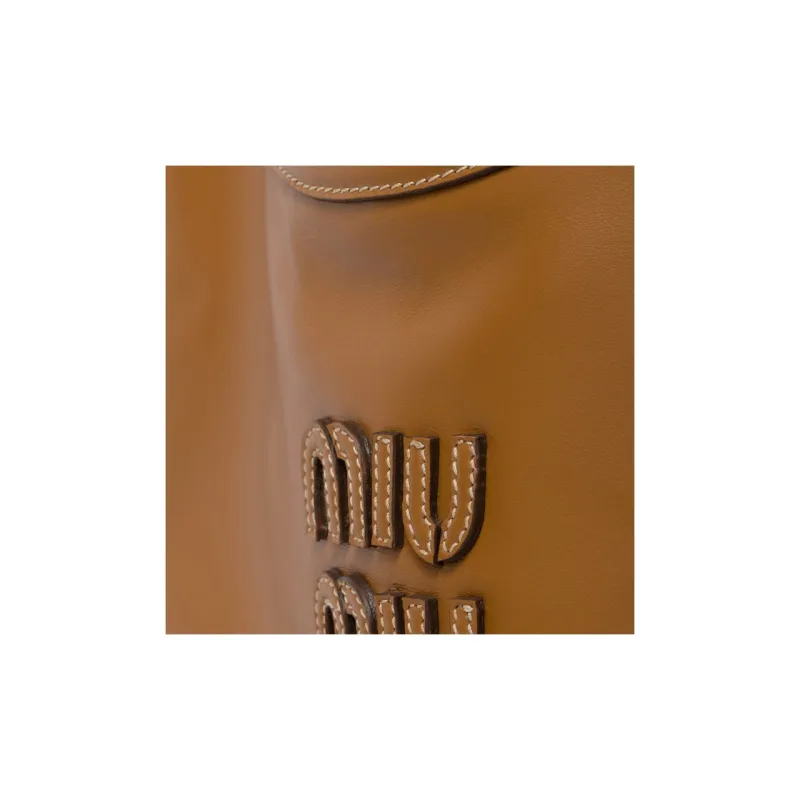 MIU MIU Leather Tote Bag, Shopping Bag, Handbag Women's Caramel-3