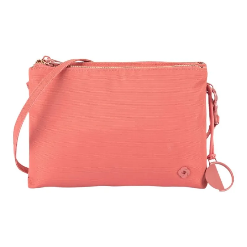 SAMSONITE Nylon Envelope Bag Shoulder Bag Crossbody Bag Medium Size Women's Coral Red-0