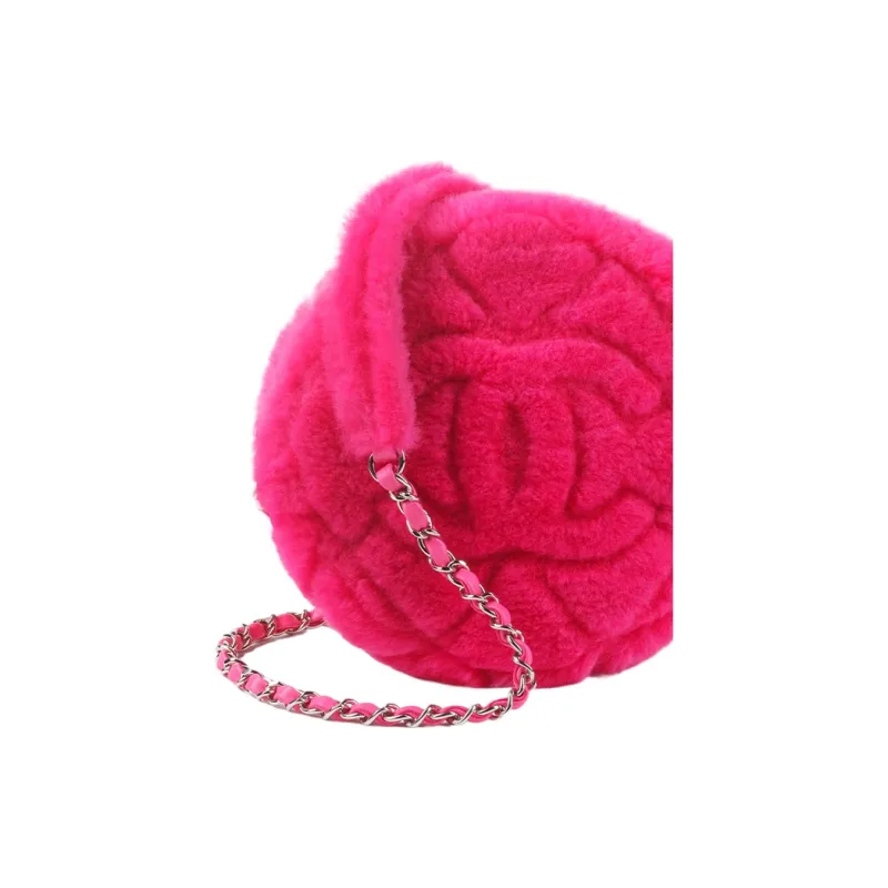 CHANEL Shearling Sheepskin Camera Bag, Crossbody Bag, Shoulder Bag Women's Peach Pink-3