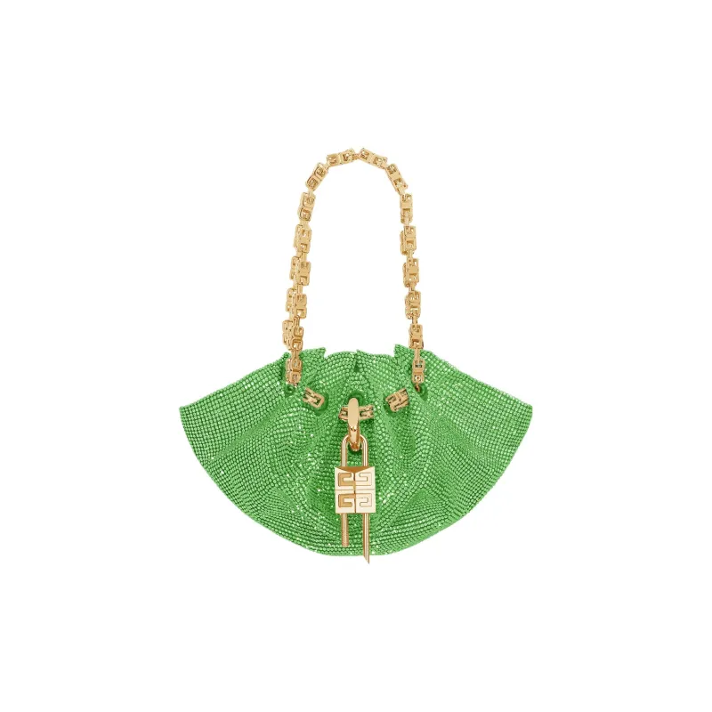 GIVENCHY Kenny All-over Rhinestone Velvet Fabric Shoulder Bag Crossbody Bag Handbag Mini Women's Bitter Plum Green-0