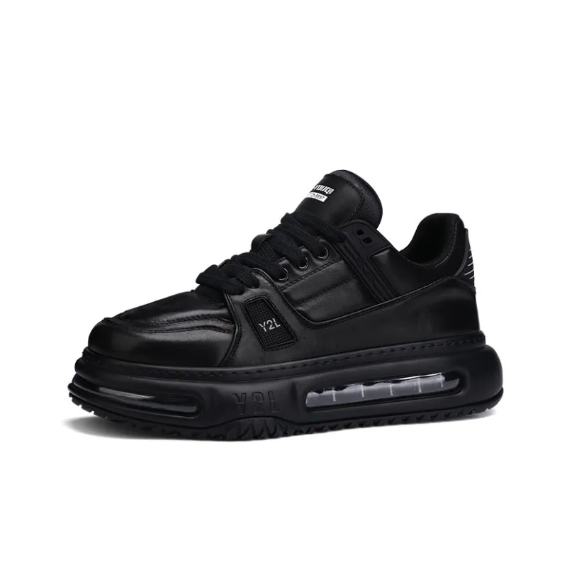 U7 Cushioning Anti-Slip And Wear-Resistant Height Increasing Mid-Top Casual Shoes Men's Black-0