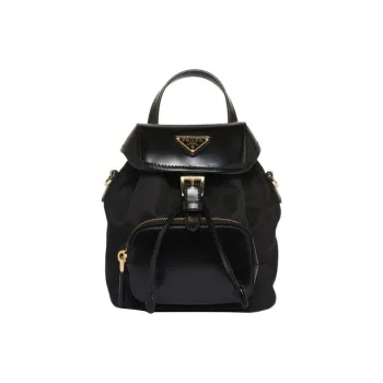 PRADA Fabric With Leather Backpack Women's Black
