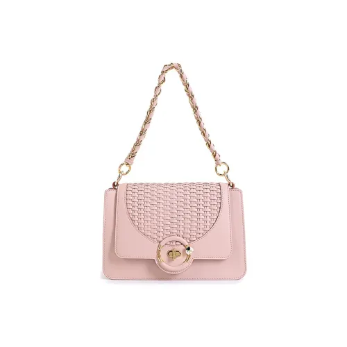 FION Cow Leather One Shoulder Handbag Medium Size Women's Pink