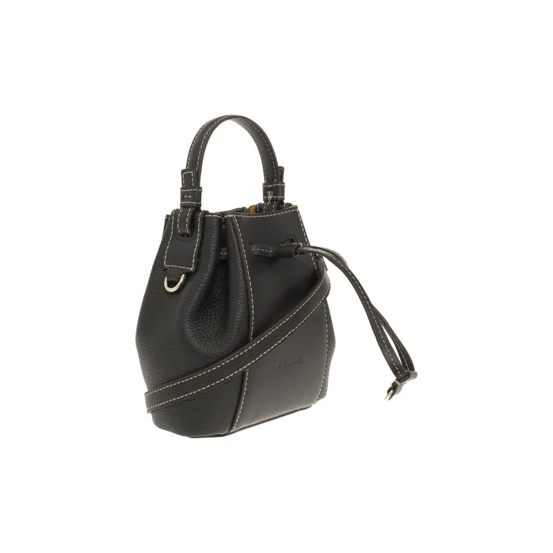 Furla Miastella Calfskin Bucket Bag, Handbag, Shoulder Bag, Crossbody Bag Mini Women's Black-1