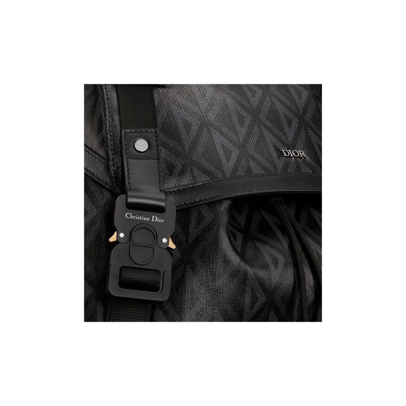 DIOR Smooth Cow Leather Cotton Canvas Backpack Tubas Men's Black-4
