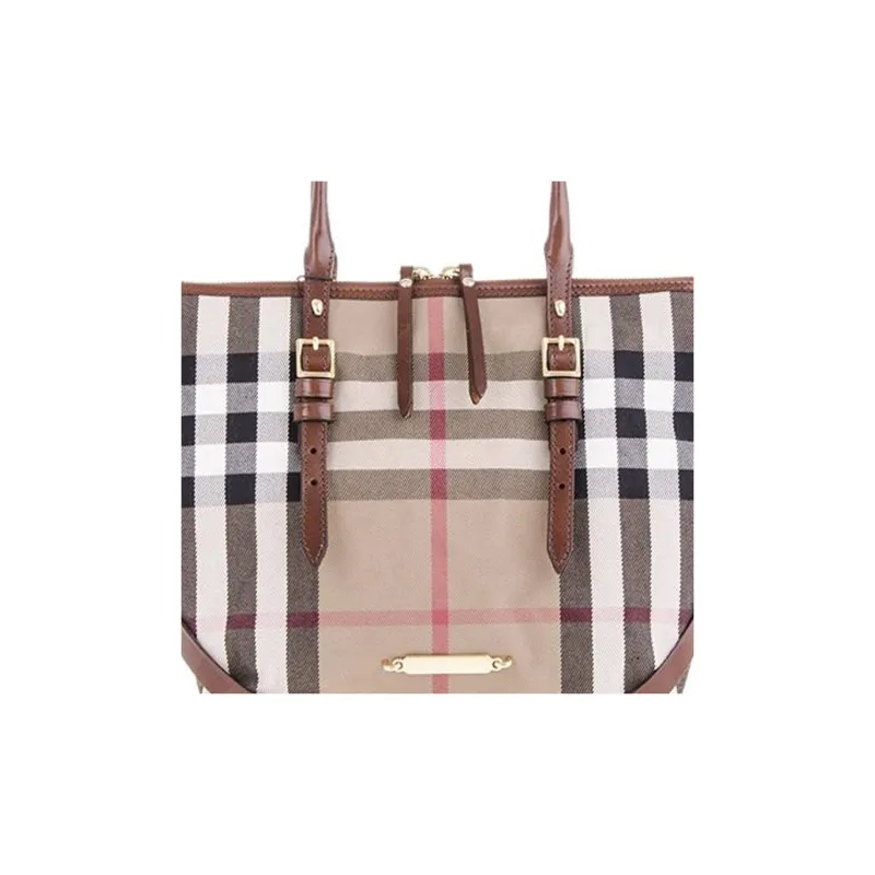 Burberry Cotton Tote Bag, Shopping Bag, Shoulder Bag, Handbag Regular Women's Brown-5