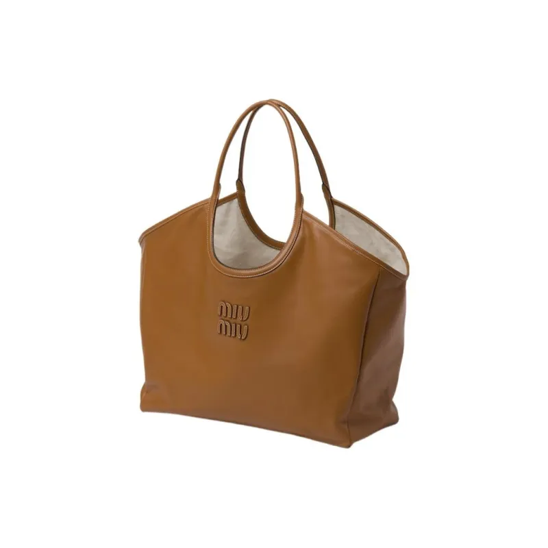 MIU MIU Leather Tote Bag, Shopping Bag, Handbag Women's Caramel-1