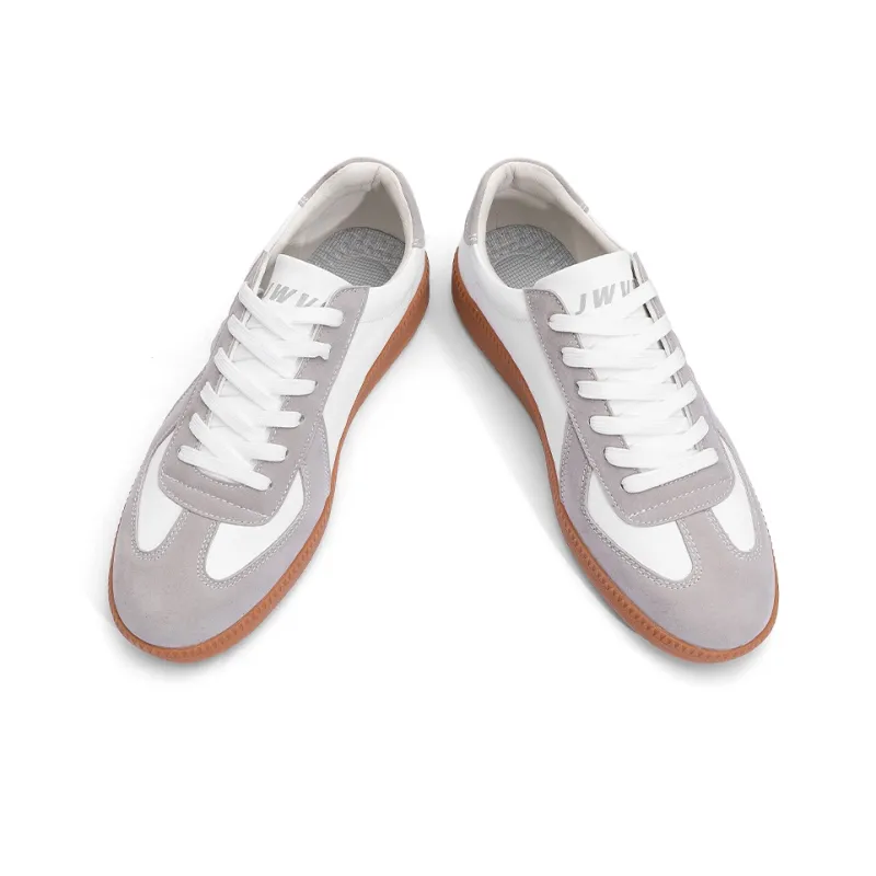 JWVR German Army Trainers Low Top Skateboard Shoes Unisex White Gray-4