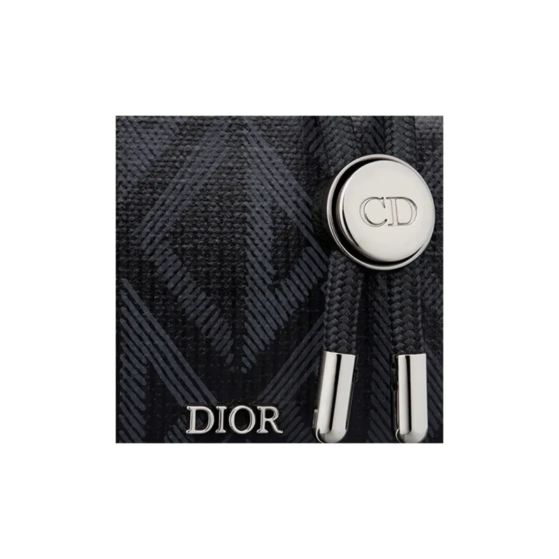 DIOR Canvas Shoulder Bag Crossbody Bag Clutches Men's Black Silver-5