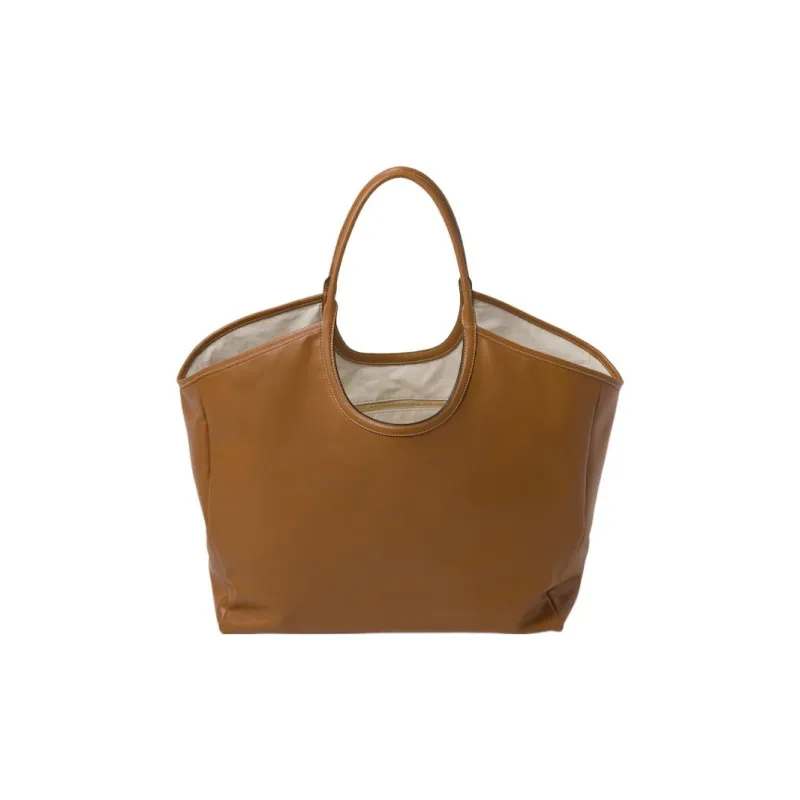 MIU MIU Leather Tote Bag, Shopping Bag, Handbag Women's Caramel-2