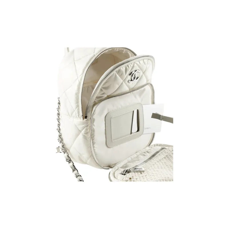 CHANEL Nylon Backpack Women's White-2