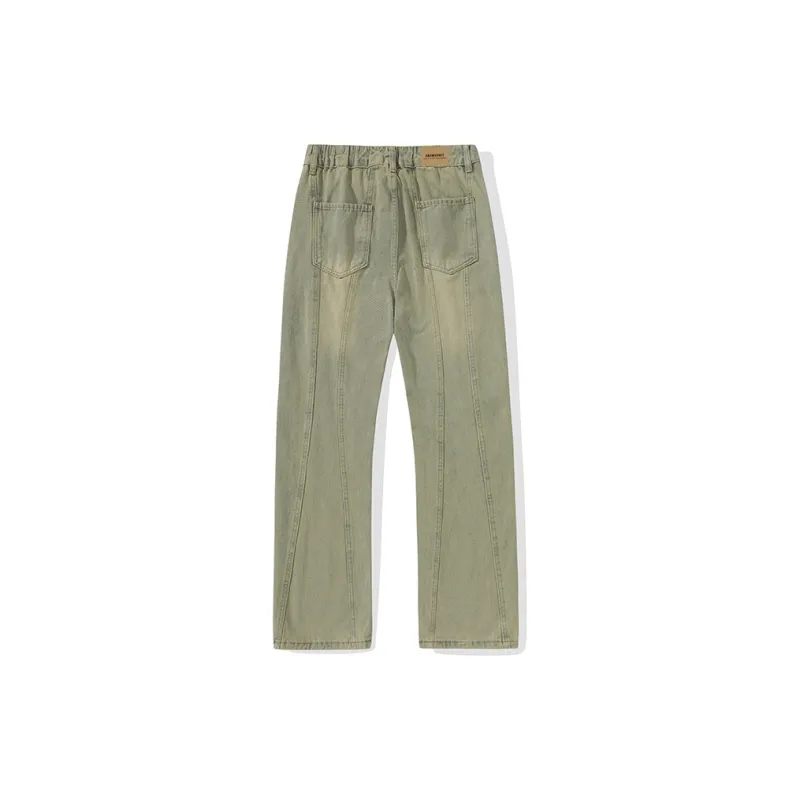 KNOW EVERY Spring And Fall Jeans Unisex Yellow Mud-1