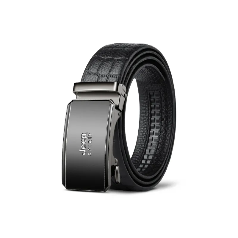 JEEP SPIRIT Automatic Buckle Business Casual For Middle Aged Men Cow Leather Leather Belts Men's Width 3.4cm-0