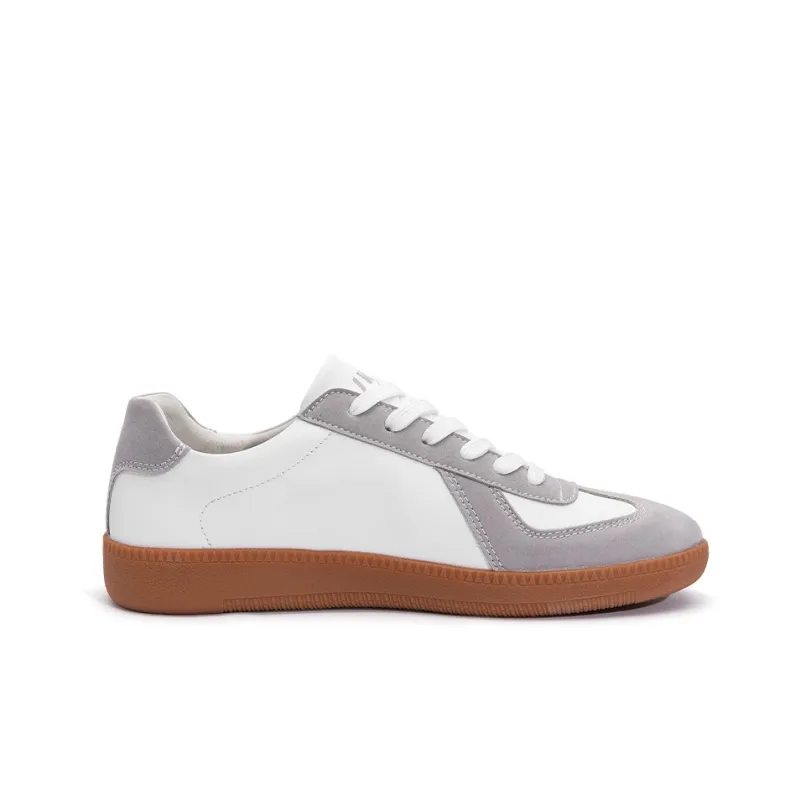 JWVR German Army Trainers Low Top Skateboard Shoes Unisex White Gray-1