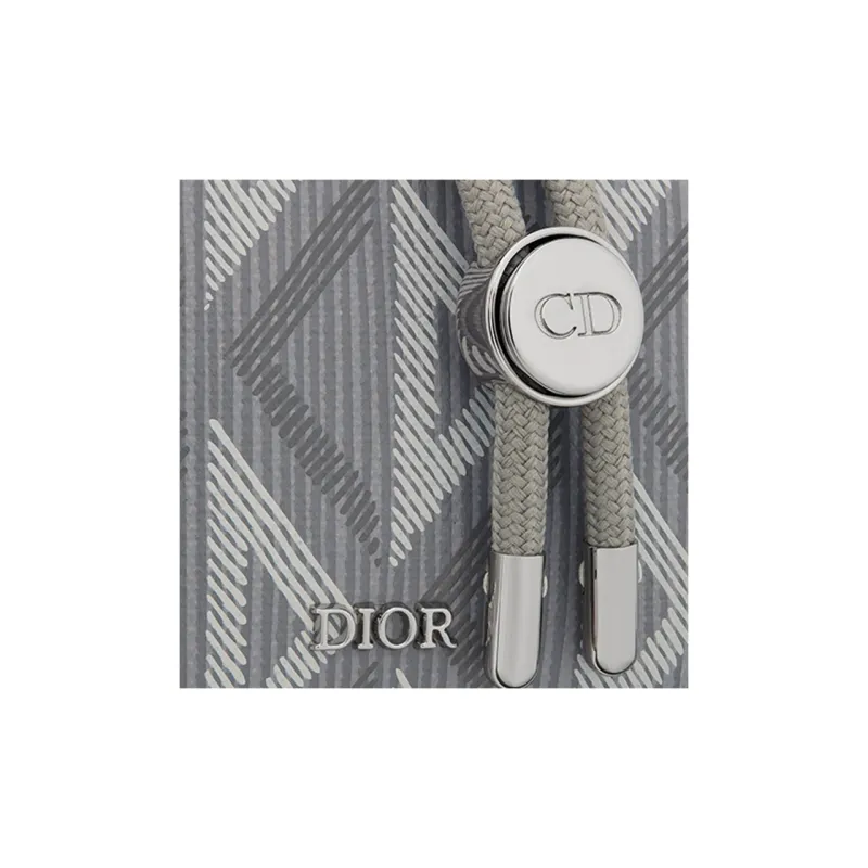 DIOR Canvas One Shoulder Crossbody Clutches Men's Gray-5